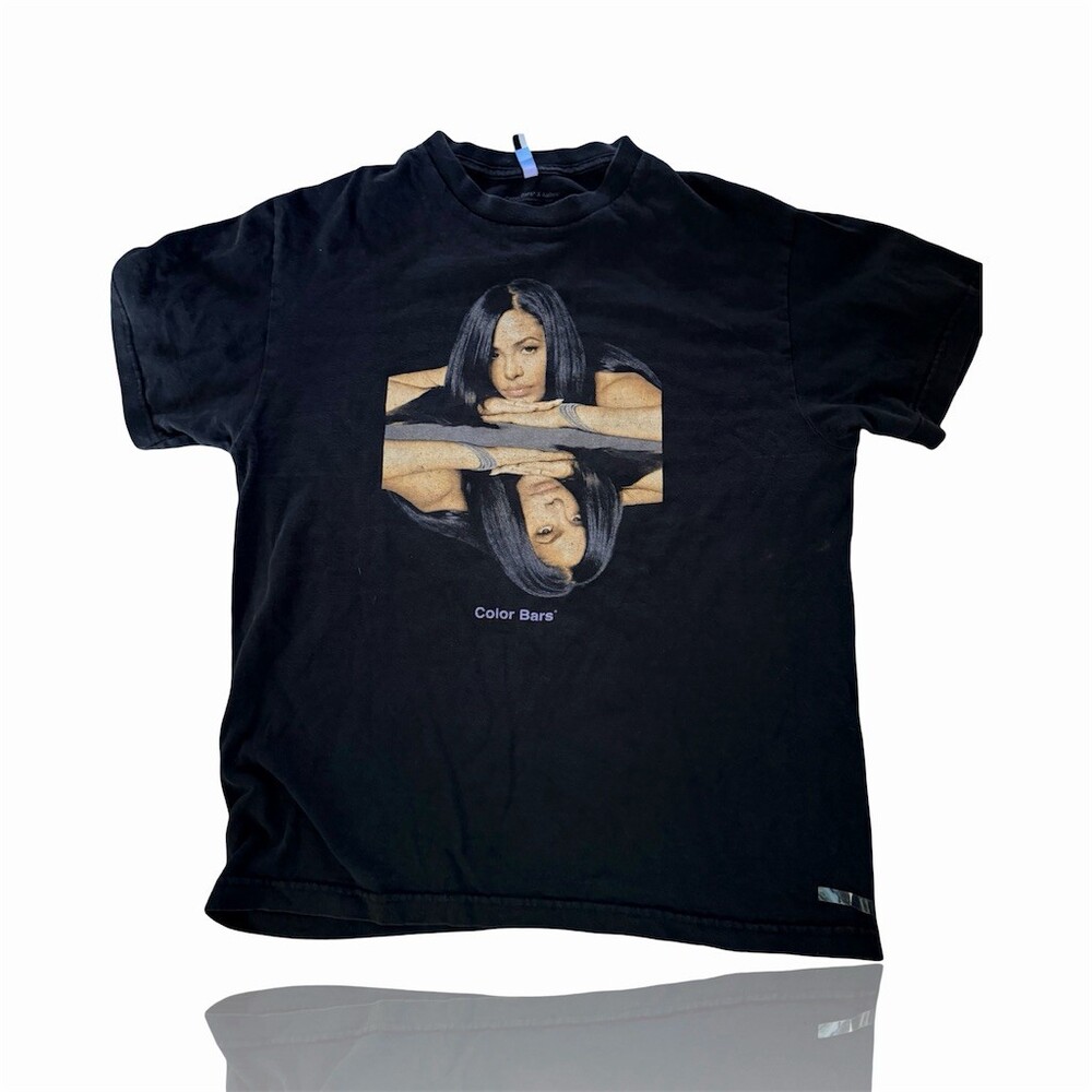 Color Bars x Aaliyah Graphic T-Shirt Unisex Size M Black Short Sleeve